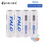 PALO 14500 3,7 V 900 mAh Li-Ion aku taskulambi/kaugjuhtimispuldi/m&auml;nguasjapea jaoks 3,7 V 14500 liitiumaku valge