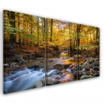 Kolmeosalise pildiga l&otilde;uenditr&uuml;kk Forest Autumn Brook Nature 60x40 oranž