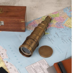 49,53 cm Nautical Brass Vintage Antiik-matt viimistlusega teleskoop puidust sheesha karbiga kodu ja kontori sisekujunduseks