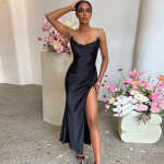 Suvine High Split Y2k Slip Pikad kleidid Seksikas seljata sidemega kleit Naistele Varrukateta peokleit 2023 R&uuml;&uuml; Klubiriided 24947 S must