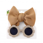 Uus mood Baby peav&otilde;ru p&auml;ikeseprillide komplekt Big Bow Princess Head Band t&uuml;drukutele Aksessuaarid Lapsed P&auml;ikeseprillid Beach Trave'ile 0-4Y