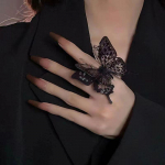 Punk Butterfly Ring Must Liialdatud gooti stereoskoopiline Retro S&otilde;rmus Kingitus