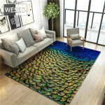 Luksuslik roheline vaip kaasaegsele diivanilauale elutoa 3D-p&otilde;randamatt linnusulgedega, tr&uuml;kitud magamistoaga vaibad, tugitoolimatt 150x240cm 1pcs