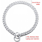 15 mm tugev 18K kuldne luksuslik koera kaelarihm, vastupidav roostevabast terasest kuuba ketiga kaelarihmad keskmise suurusega koertele rottweiler Bully 26 inch