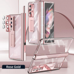 Magnetliigendiga elektriplaadist raami l&auml;bipaistev kate Samsung Galaxy Z Fold 4 &uuml;mbrisele koos karastatud klaasist S pliiatsi kronsteiniga Case with Pen sinine