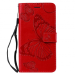 Wallet Flip Butterfly nahast &uuml;mbris Samsung Galaxy A3 A5 A6 A7 A8 A9 Plus J4 J6 J8 2016 2017 J3 J5 J7 J530 raamatukaanele For A3 2016 A310 punane