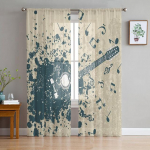 Veelainemuusika Mustvalged Noodid L&auml;bipaistvad kardinad elutuppa Magamistoa kaunistamiseks Akende h&auml;&auml;led hommikune t&uuml;llkardin 1 PCS W100XH250cm