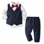 Beebipoisid 4 tk. Smokingi &uuml;likond lips s&auml;rk vest p&uuml;ksid pidulik komplekt poistele pulmapaelad lasteriided 2T valge