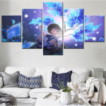 5 t&uuml;kki Genshin Impact seinakunsti l&otilde;uendikomplekt Anime Pictures Modulaarsed l&otilde;uendimaalid elutoa kaunistamiseks Moodne kodukaunistus 20X35 20X45 20X55cm