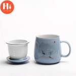 Tere, keraamiline filtriga teetass Lihtne suure mahutavusega paarile m&otilde;eldud joogin&otilde;ud, kaanega portselanist kontoritee eraldustass