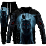 Wolf 3D tr&uuml;kitud kapuutsiga riided &uuml;likond p&uuml;ksid &uuml;likond meeste kevad- ja s&uuml;gise vabaaja kampsun Pullover meeste dressikomplekt mood meeste jaoks XL gray