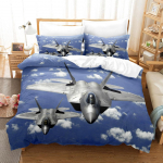 3D Military Fantasy Room voodipesukomplekt Fighter Aircraft tekikott padjap&uuml;&uuml;r 2/3 t&uuml;kki AU/DE/EU/ES t&auml;issuuruses pehme lukuga kodutekstiil AU Single 140x210cm