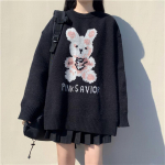 S&uuml;gis-talv Harajuku j&auml;nku kudumine varrukas kampsun vabaaja OverSize naiste Tide tr&uuml;kitud kampsun lahtine y2k top Pullover Goth punk S