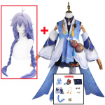 M&auml;ng Honkai Star Rail Bailu Cosplay Kost&uuml;&uuml;m T&auml;iskomplekt &Uuml;htne R&otilde;ivaaksessuaarid Bai Lu Halloweeni Peor&otilde;ivad L-(Costume+Wig)