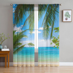 Rand roheline kookosp&auml;hklipuu taevapilved t&uuml;ll l&auml;bipaistvad aknakardinad elutuppa magamistuppa Moodsad Voile organza kardinad kardinad W135 x H115cm x1