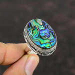 Abalooni Kestaga S&otilde;rmus K&auml;sit&ouml;&ouml; Boho Stiilis Ehted 925 Sterling H&otilde;bedast S&otilde;rmus Loodusliku Kivist S&otilde;rmus Vintage Ehted Reguleeritav S&otilde;rmus Kingitus Naistele Adjustable