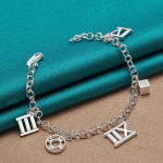 925 Sterling h&otilde;bedane Rooma &uuml;mmargune ruudukujuline k&auml;ev&otilde;ru naistele Moodne pulmapeo v&otilde;lu Ehted 20cm