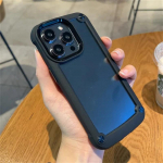 L&ouml;&ouml;gikindel armor kaitseraua &uuml;mbris iPhone 15 14 13 12 11 Pro Max XS XR X 7 8 Plus SE2 pehme TPU raamiga h&uuml;briidse l&auml;bipaistva raskeveokindla kattega iPhone 15 Pro Max must