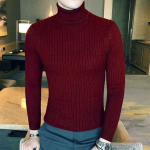 S&uuml;gistalvise kaelusega pulloverid Soe &uuml;hev&auml;rviline meeste kampsun Slim Pullover meeste Kootud kampsun alumine s&auml;rk Asia XXL veini