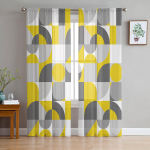 P&otilde;hjamaade retro keskaegse geomeetriaga t&uuml;llkardinad elutuppa magamistuppa Voile l&auml;bipaistva kardina akna kodukaunistuseks kardinad 135W x 114H(cm)