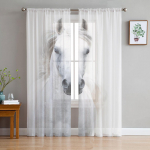 Loomade hobuse t&uuml;llkardinad elutoa kaunistamiseks Moodne &scaron;ifoonist Sheer Voile k&ouml;&ouml;gikardin 135W x 114H(cm)
