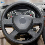 K&auml;sipunutisega rooliratta kate Skoda Octavia Superb 13-2015 Fabia Citigo Roomster 2013 must perforeeritud mikrokiudnahk