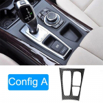 Carbon Fiber Car Center Control k&auml;igukasti k&auml;iguvahetuspaneeli katte dekoratiivkleebis BMW X5 E70 X6 E71 2008-2013 autotarvikutele Config A