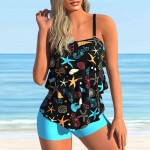 Naiste &otilde;lapaeltega ujumistrikoo Hippocampus Starfish Print Bikiinid Tankini ujumistrikoo S must