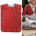 T&auml;iskasvanute pudip&otilde;llega s&ouml;&ouml;misriide reguleeritav pestav suures suuruses &otilde;likindel klassikalise ruudumustriga riietus punane