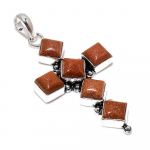 Natural Red Sunstone Gemstone Handmade 925 Sterling Silver Pendant 2.96 b8n39