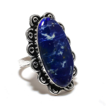 Natural Lapis Lazuli Gemstone Handmade 925 Sterling Silver Ring Size 10 e5w52