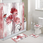 4 tk Rustikaalne talumaja du&scaron;ikardinad Farm Sage Green Daisy lillelised kardinad vannitoatarvikute jaoks komplekt Vannikardin koos konksudega veekindel 4Pcs