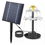 6 W p&auml;ikeseenergiaga purskkaevupump linnuvanni jaoks koos 12 LED-tulega 9 otsikut, sisseehitatud 1500 mAh aku p&auml;ikeseenergia BSV-SP006A must