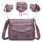 Uus &uuml;le &otilde;la kantav crossbody kott Pehmest nahast kott Naiste mood Euroopa ja Ameerika retro mitme taskuga suure mahutavusega naiste kotid lilla