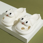 Suurte silmadega koerasussid naiste suvised v&auml;lir&otilde;ivad siseruumides kasutamiseks libisemisvastased paksud tallad Armsad varba ja auguga kingad lahedate sussi jaoks 36-37 valge