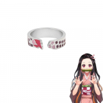 Demon Slayer seeria Cosplay s&otilde;rmus Kimetsu No Yaiba metallist emailiga avatud reguleeritav s&otilde;rmes&otilde;rmus naistele meestele Anime aksessuaarid resizable