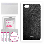 apgo Protective Skin Sticker for the back compatible with Xiaomi Redmi 6A, Wrap Film, Foil, Vinyl - Pattern Black Leather