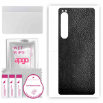 apgo Protective Skin Sticker for the back compatible with Sony Xperia 10 IV SOG07, Wrap Film, Foil, Vinyl - Pattern Black Leather
