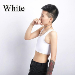 Lesbi spordir&otilde;ivad, rinnahoidja, rinnahoidja Trans Crop Top, lame rinnahoidja Les korsett, veniv keha vormiv pannal Tomboy rinnahoidja tank XXXXXL valge