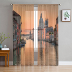 Canal Grande Veneetsias T&uuml;ll L&auml;bipaistvad kardinad elutuppa Magamistuba K&ouml;&ouml;k Kaunistus Voile Organza kardinad 135W x 114H(cm)
