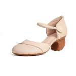 Johnature &Uuml;mmargused varvastega sandaalid ehtsast nahast mugavad paksud kontsad Mitmek&uuml;lgsed &uuml;hev&auml;rvilised naistekingad 35 beež