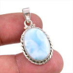 Natural Republic Larimar Kivist K&auml;sit&ouml;&ouml;na Valmistatud 925 Prooviga Tahkest H&otilde;bedast Ripats 1,50 F7u59 white