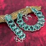 Tahutud akvamariinapatiit 925 prooviga t&auml;is h&otilde;be ehted, k&auml;sitsi valmistatud k&auml;ev&otilde;ru ja kaelakee ehtekomplekt naistele, ilus v&auml;&auml;riskiviehe pulmakingiks Adjustable With 8"-18"