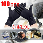100 tk mustad nitriilkindad k&ouml;&ouml;gi &uuml;hekordseks kasutamiseks m&otilde;eldud latekskindad koduk&ouml;&ouml;gi laboripuhastuskindad koogit&ouml;&ouml;riistad 100PCS-S must
