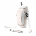 40 untsi veepudelihoidja koos eemaldatava kotitaskuga, reguleeritav rihm tassitarvikute veepudeli jaoks valge