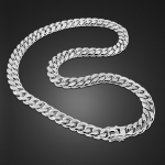 Puhas K&auml;sitsi Valmistatud Ratsapiits Meeste Kaelakee Elektrogalvaniseeritud Paks Rodium 12MM Kaelakee Ehted 61cm