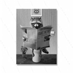 Moodne mustvalge kassi vannitoakunst pesukaru sisekujundus plakat Prindi WC Loomade lugemine Ajaleht L&otilde;uend Maalimistuba Kodusein 21x30cm No Framed