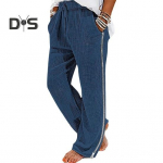 Meeste puhkusep&uuml;ksid Suurus T&otilde;mblukk Kinnitusn&ouml;&ouml;r elastne v&ouml;&ouml;koht &uuml;hev&auml;rviline vaba lai jalg vabaaja igap&auml;evaseks kandmiseks pikad p&uuml;ksid L sinine