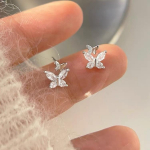 S925 Sterling h&otilde;bek&otilde;rvar&otilde;ngad kivist tsirkoonist topelt liblikaga k&otilde;rvar&otilde;ngad naistele v&auml;rske ni&scaron;ikujundusega lihtsad k&otilde;rvar&otilde;ngad 925