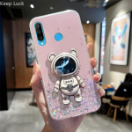 P20 P40 P30Lite &uuml;mbris, l&auml;bipaistev Quicksand Glitter Astronaut Case Huawei Y9A Y9S Y7P Y6P Y5P Mate 20 20X 30 pehme l&auml;ikiv kate jaoks Y5P roosa
